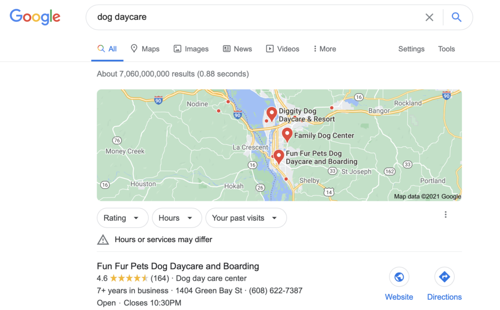 Organic Search for Dog daycare