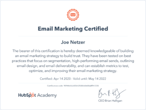 HubSpot email marketing certification